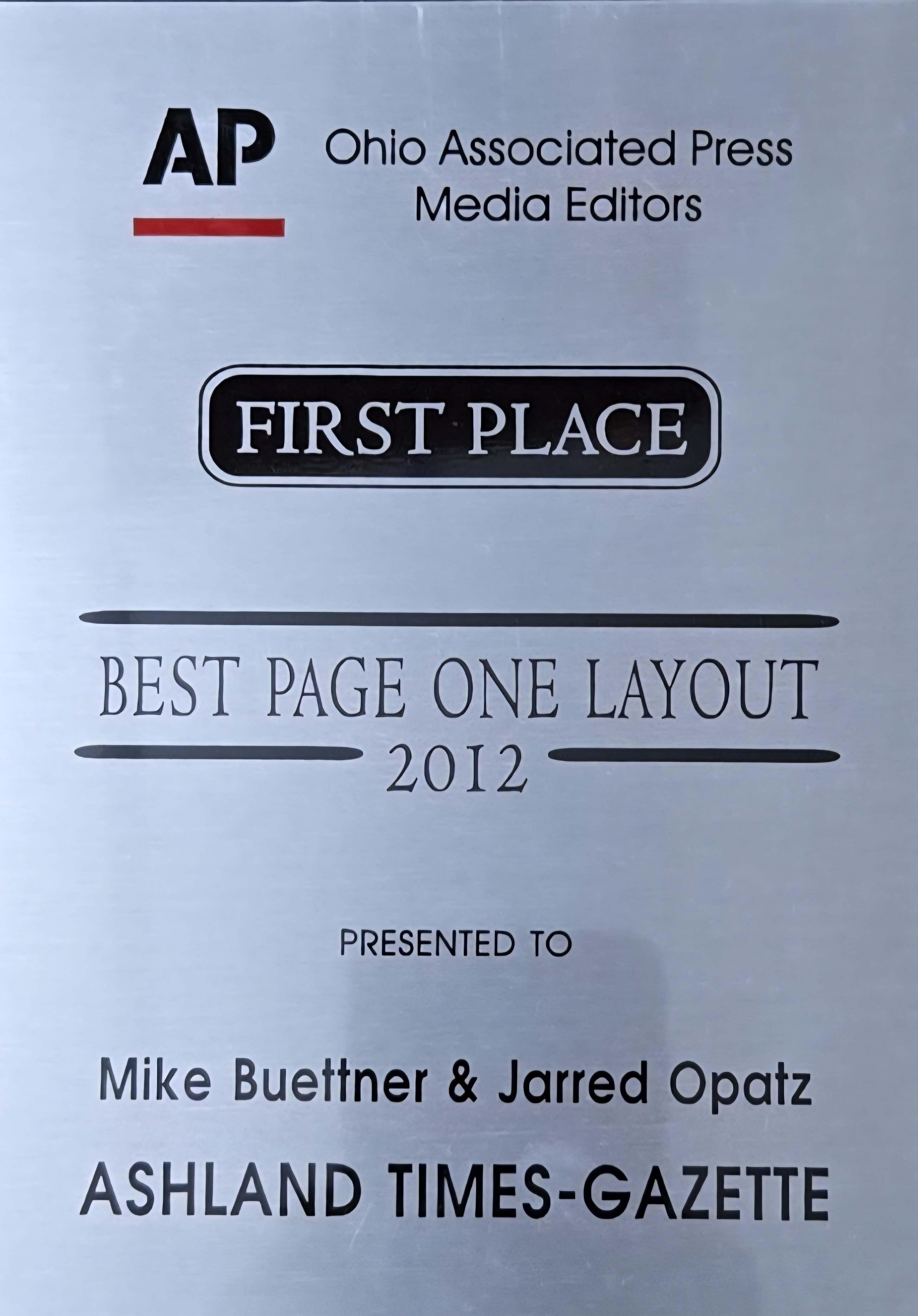 2012 Best Page One Layout